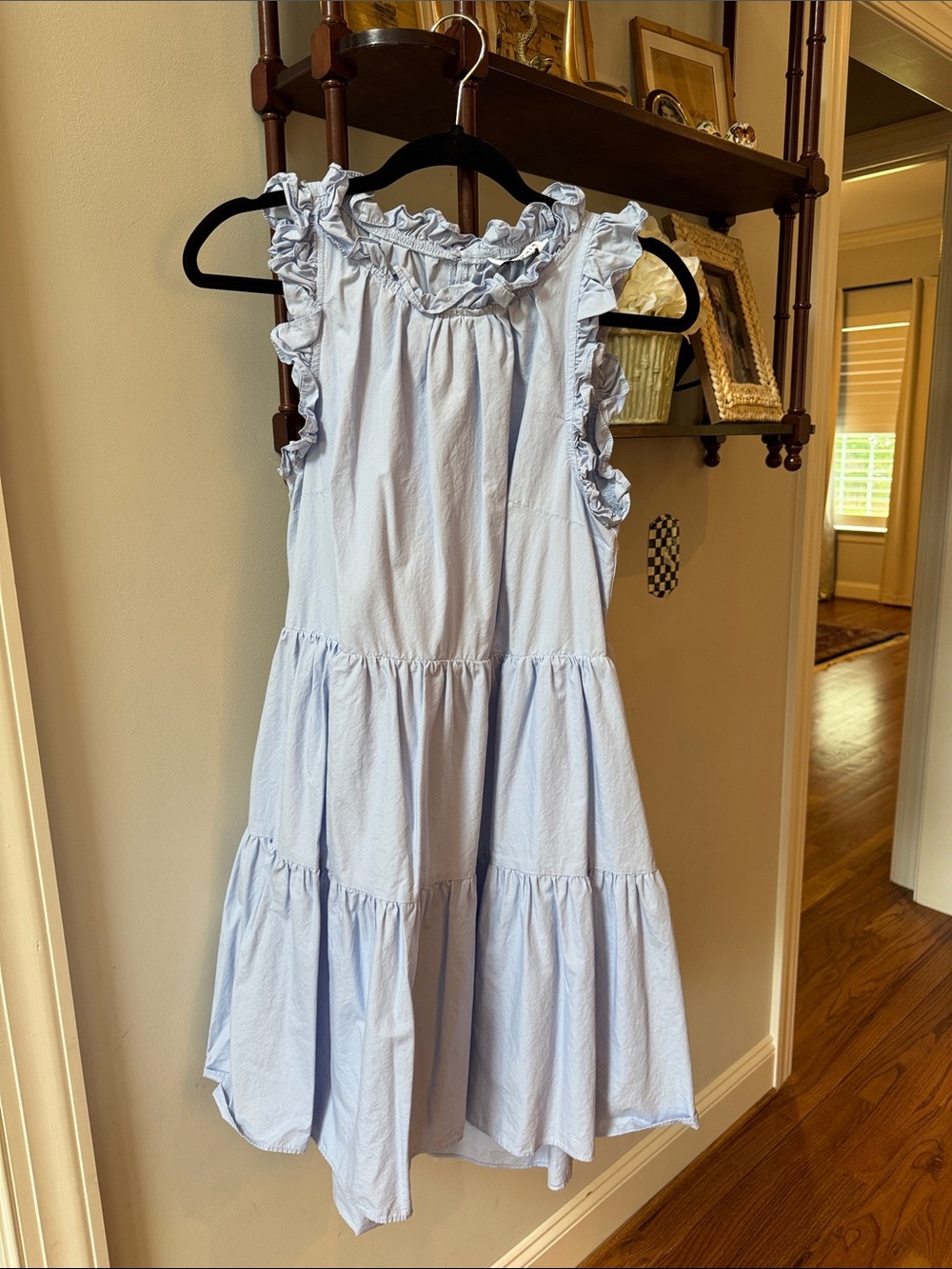 Moodie Light Blue Ruffle Tiered Dress